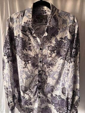 Paisley & Gray White and Navy Floral & Bird Button-Down Shirt